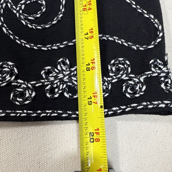 Once Again Womens Blouse Black 3/4 Sleeve Stretch Embroidered Plus 1X - Picture 11 of 16